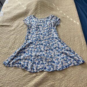 Vintage 90s Floral Tie Back Mini Dress L